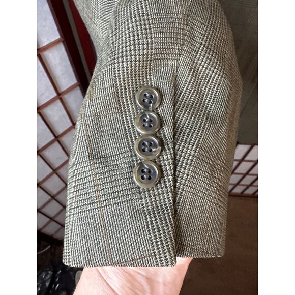 Kuppenheimer 100% wool blazer olive with faint burgundy lines, men’s 44R - Picture 7 of 8